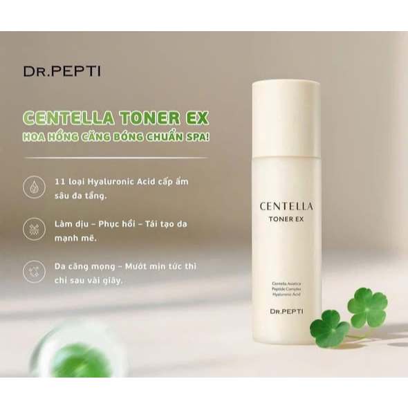 Nước Hoa Hồng Dưỡng Da Cấp Ẩm, Căng Bóng Dr.Pepti Centella Toner Ex 180ml-ThyLee