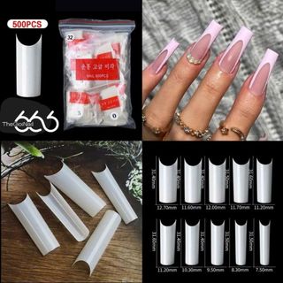 Móng Tip Form Vuông Thẳng C-Curve Hàn Quốc - Túi 500 Miếng 10 Size Nối Giả ABS Cao Cấp Siêu Bền Dẻo THEGIOINAIL666