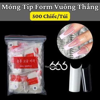 Móng Tip Form Vuông Thẳng C-Curve Hàn Quốc - Túi 500 Miếng 10 Size Nối Giả ABS Cao Cấp Siêu Bền Dẻo THEGIOINAIL666