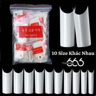 Móng Tip Form Vuông Thẳng C-Curve Hàn Quốc - Túi 500 Miếng 10 Size Nối Giả ABS Cao Cấp Siêu Bền Dẻo THEGIOINAIL666