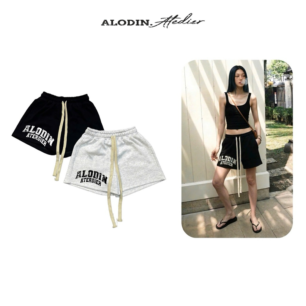 [DEAL MỞ BÁN] ALODIN.atedier | Quần short nỉ 2 da in kéo lụa cao cấp bản ver 2 form trên gối Unisex