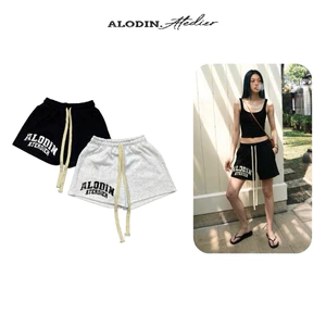 ALODIN.atedier | Quần short nỉ 2 da in kéo lụa cao cấp bản ver 2 form trên gối Unisex