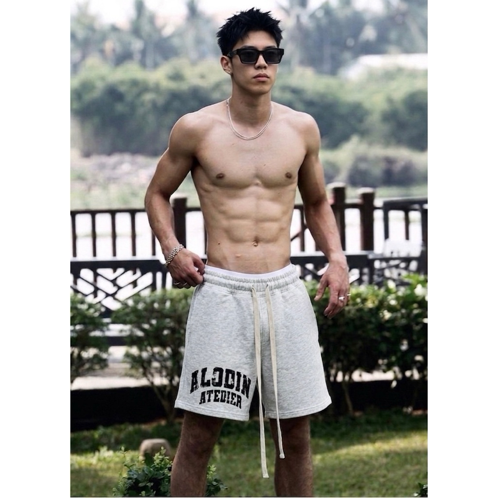 [DEAL MỞ BÁN] ALODIN.atedier | Quần short nỉ 2 da in kéo lụa cao cấp bản ver 2 form trên gối Unisex
