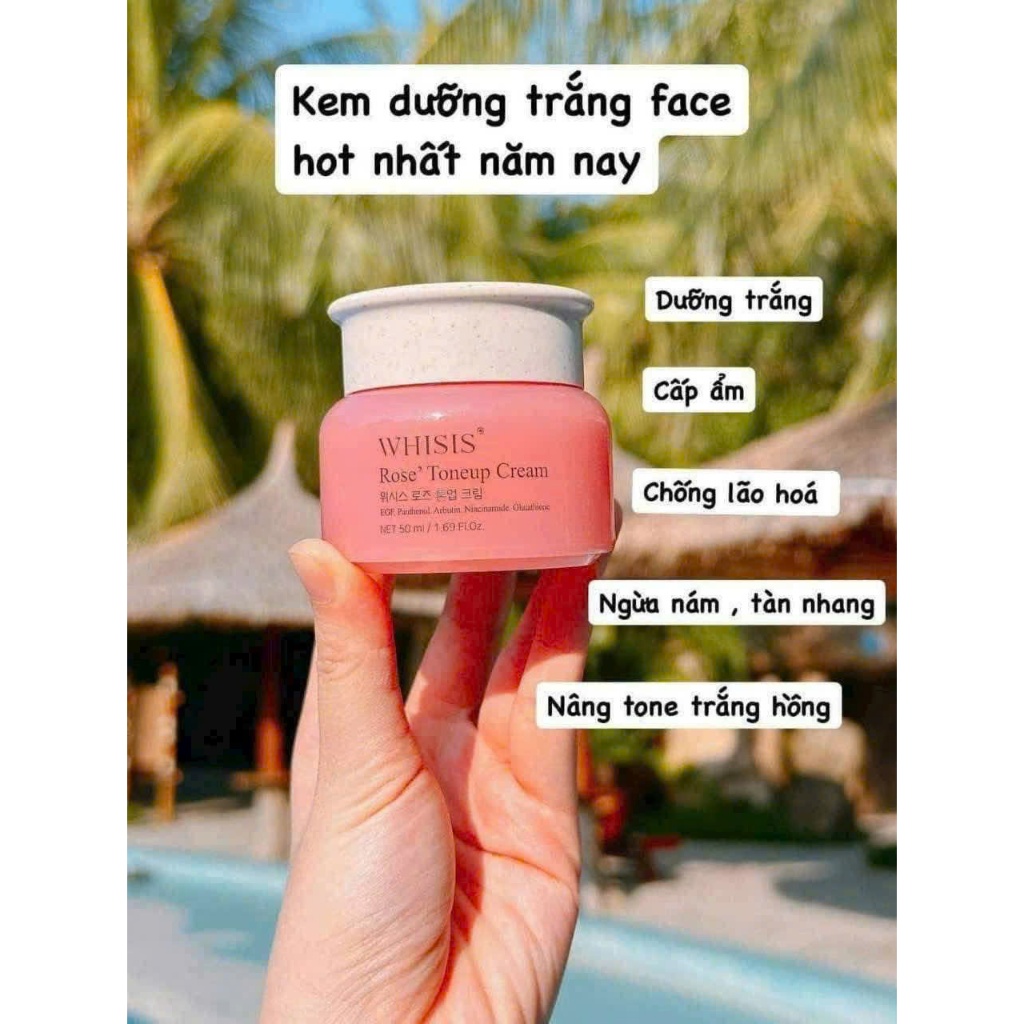 Kem Lười Nâng Tone Whisis Rose' Toneup Cream Dưỡng Trắng Da Hàn Quốc 50ml