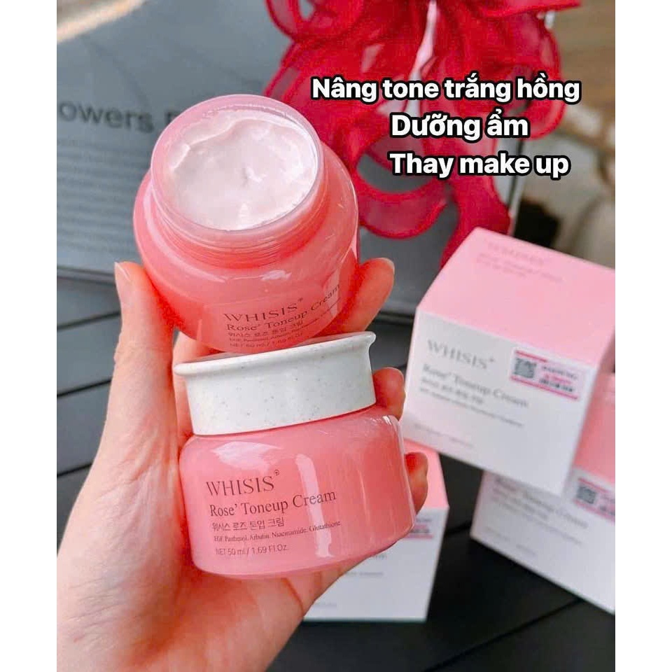 Kem Lười Nâng Tone Whisis Rose' Toneup Cream Dưỡng Trắng Da Hàn Quốc 50ml