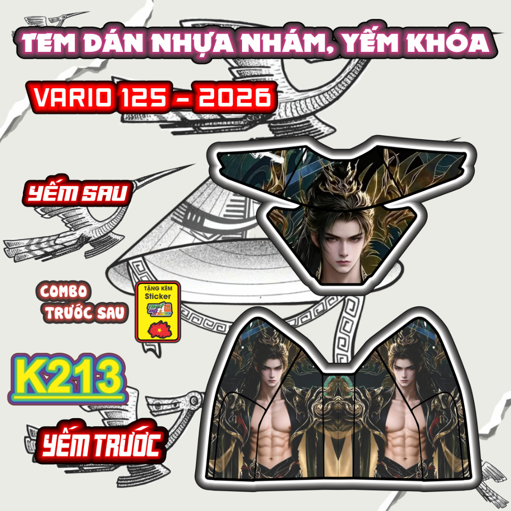 Ticker Dán Yếm  Khóa Xe Máy VARIO 125 Năm 2026 Cute - Tem Rời Trang Trí Yếm Khóa Nhựa Nhám Dễ Thương