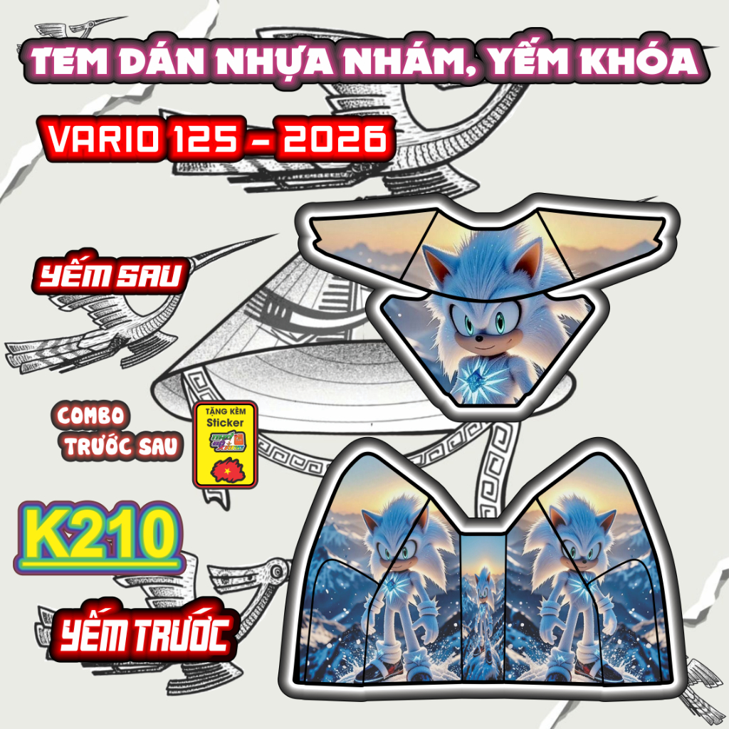Ticker Dán Yếm  Khóa Xe Máy VARIO 125 Năm 2026 Cute - Tem Rời Trang Trí Yếm Khóa Nhựa Nhám Dễ Thương