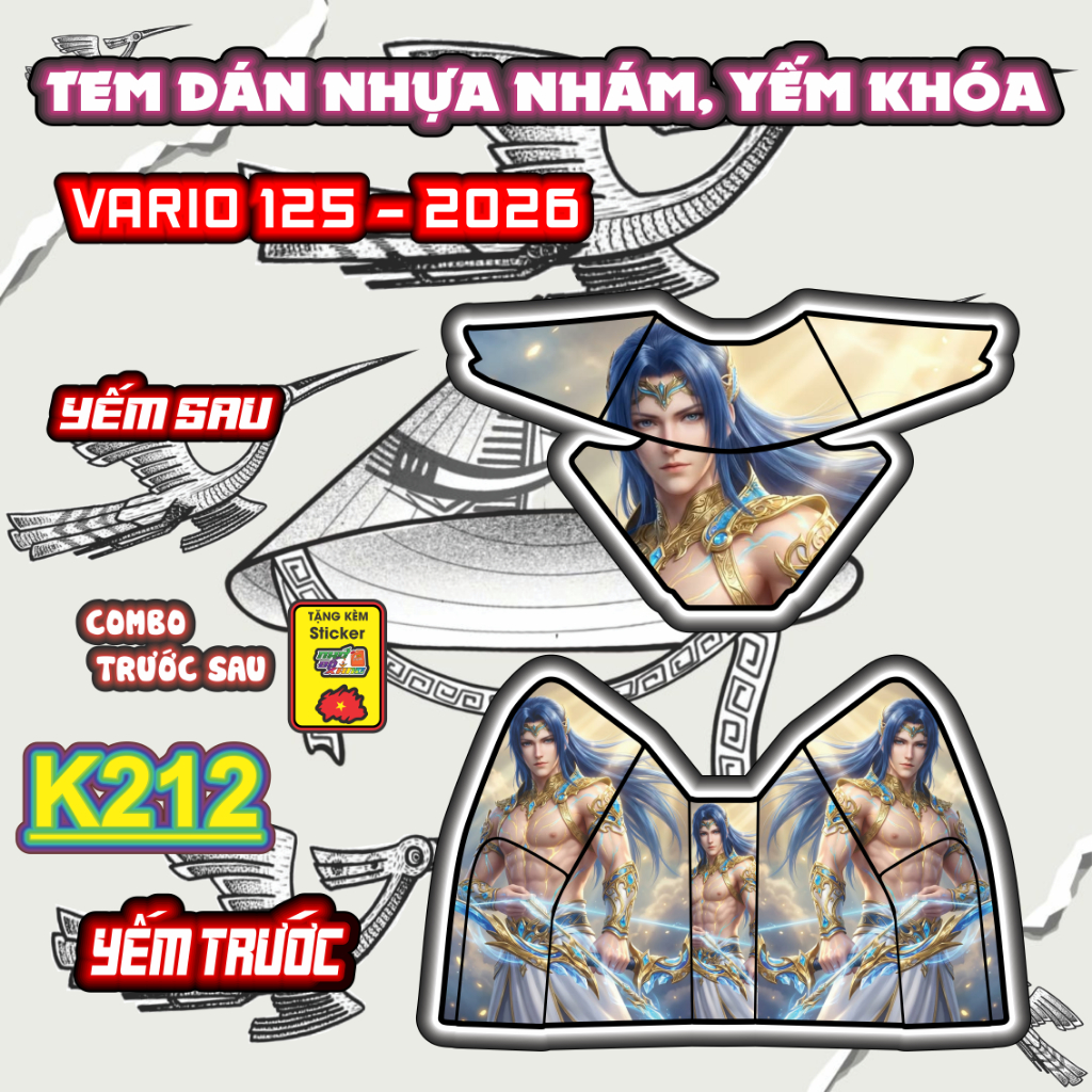 Ticker Dán Yếm  Khóa Xe Máy VARIO 125 Năm 2026 Cute - Tem Rời Trang Trí Yếm Khóa Nhựa Nhám Dễ Thương