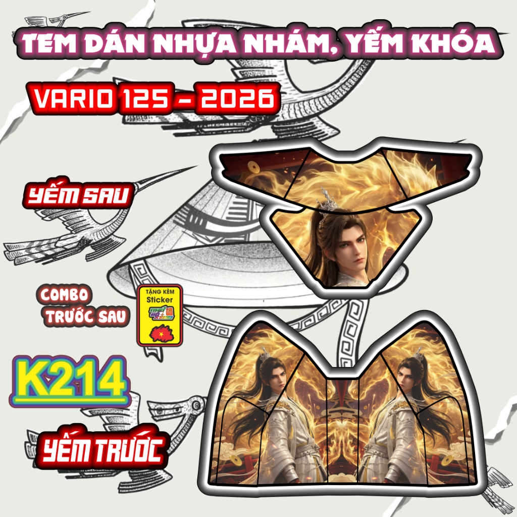 Ticker Dán Yếm  Khóa Xe Máy VARIO 125 Năm 2026 Cute - Tem Rời Trang Trí Yếm Khóa Nhựa Nhám Dễ Thương