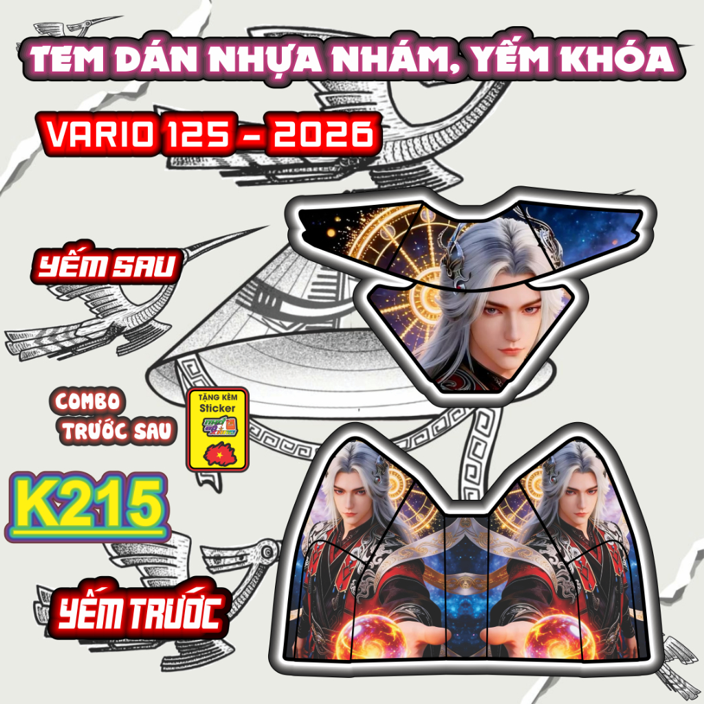 Ticker Dán Yếm  Khóa Xe Máy VARIO 125 Năm 2026 Cute - Tem Rời Trang Trí Yếm Khóa Nhựa Nhám Dễ Thương