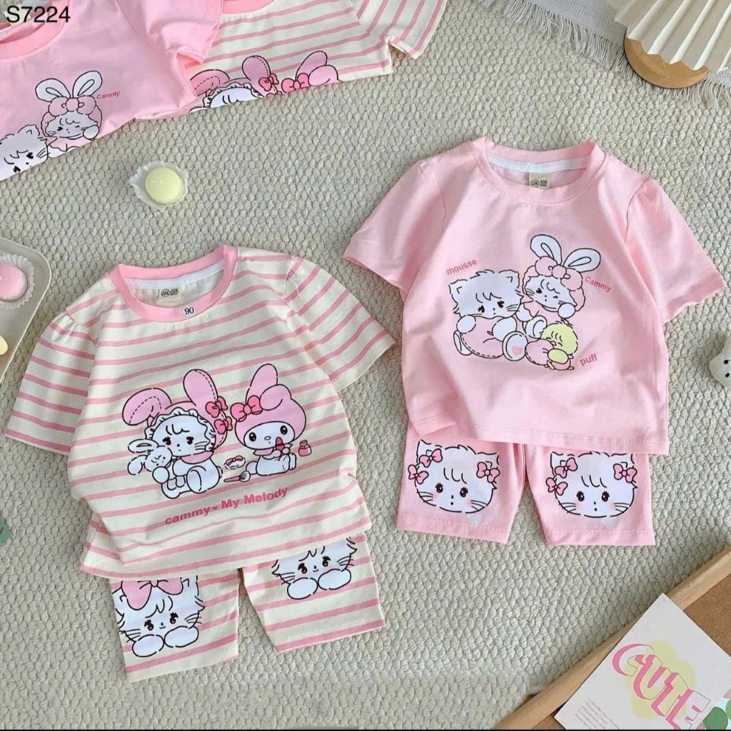 Set đồ bé gái Hello Kitty Bộ thun bé gái chất cotton tixi mềm mịn, co giãn nhẹ, thoáng mát