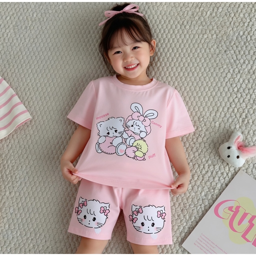 Set đồ bé gái Hello Kitty Bộ thun bé gái chất cotton tixi mềm mịn, co giãn nhẹ, thoáng mát