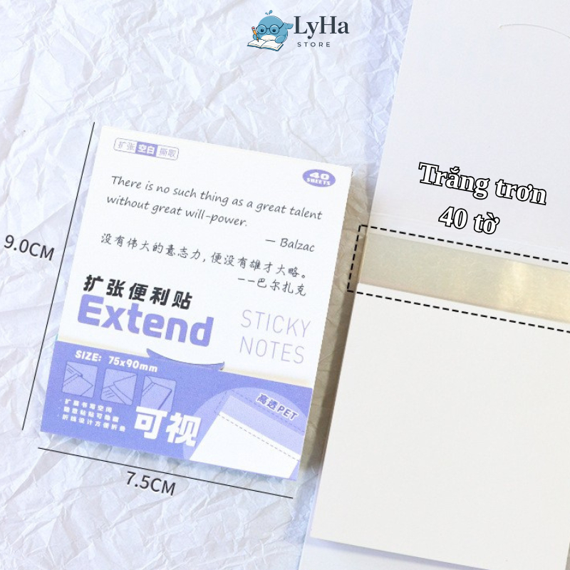 Giấy Note Ghi Chú 40 Tờ 7.5x9cm , Sticky Note Gập Mở Dán Đè Không Che Chữ , Dùng Học Tập Tiện Lợi cho Học SInh