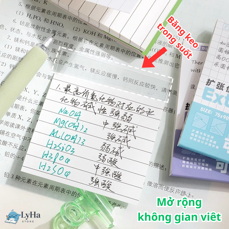 Giấy Note Ghi Chú 40 Tờ 7.5x9cm , Sticky Note Gập Mở Dán Đè Không Che Chữ , Dùng Học Tập Tiện Lợi cho Học SInh