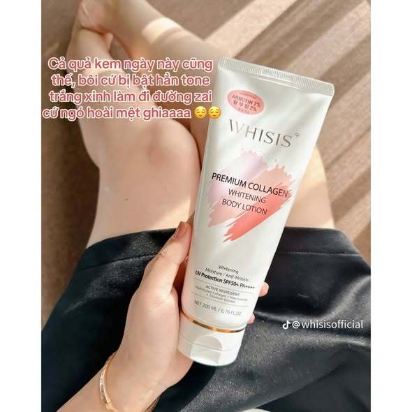Kem Body Dưỡng Trắng Da Chống Nắng Nâng Tone Tức Thì WHISIS Premium Collagen Whitening Body Lotion 200ml SPF50+ PA++++.