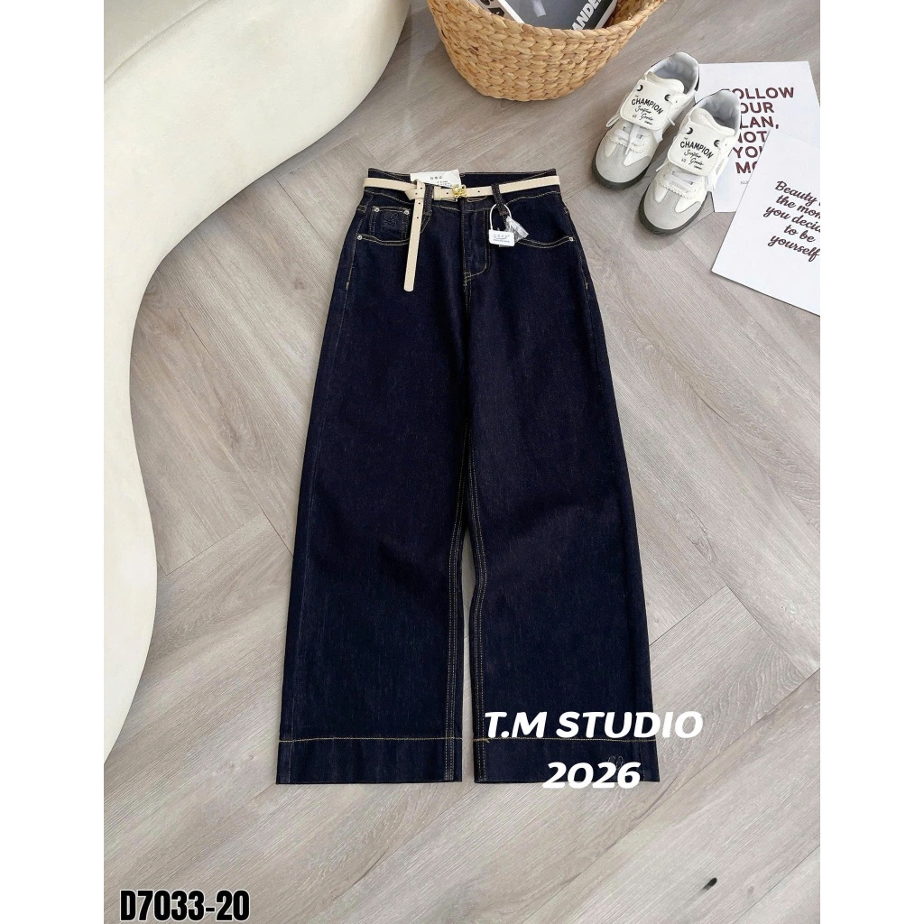 [Sẵn/QC] Quần Jeans Nữ Dáng Suông Nấm 95cm Chất Mềm Tặng Kèm Đai Đủ Màu #7033