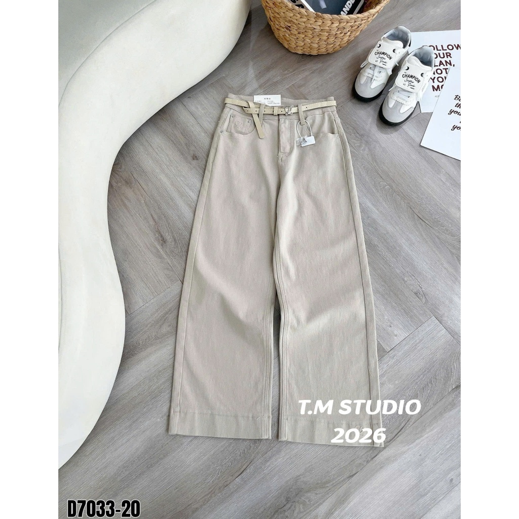 [Sẵn/QC] Quần Jeans Nữ Dáng Suông Nấm 95cm Chất Mềm Tặng Kèm Đai Đủ Màu #7033