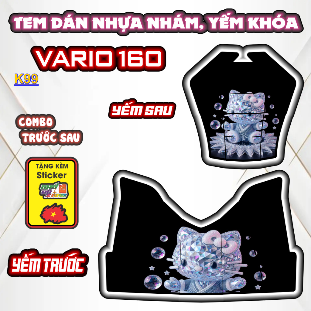 Tem Dán Nhựa Nhám VARIO 160 Giá Sỉ - Sticker Trang Trí Xe Máy Chống Bay Màu.