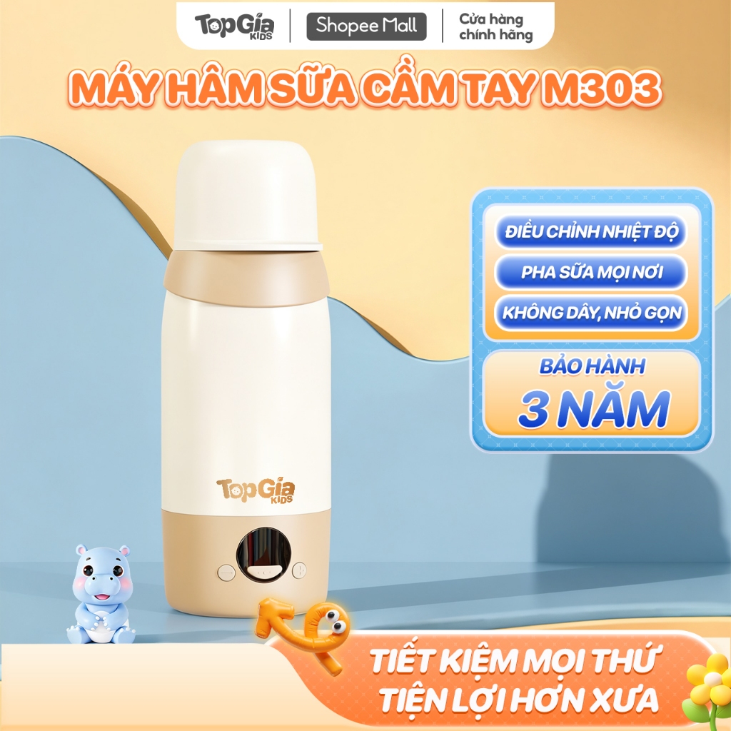 [BẢO HÀNH 3 NĂM] Máy đun hâm nước pha sữa cầm tay M3-03 Topgiakids bảo hành chính hãng 3 năm