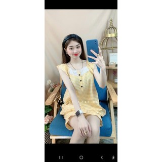(35-50kg) Set bộ ngắn caro tiểu thư viền ren siêu xinh vải kate lụa Freesize dưới 50kg (đủ màu)