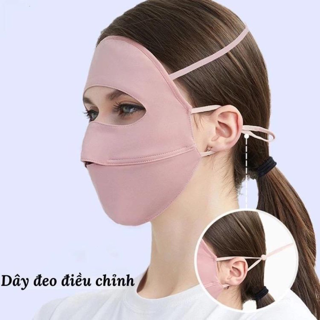 Khẩu trang chống nắng tia UV  toàn mặt chất lụa băng mịn mát thoáng khí phù hợp cho cả nam và nữ.