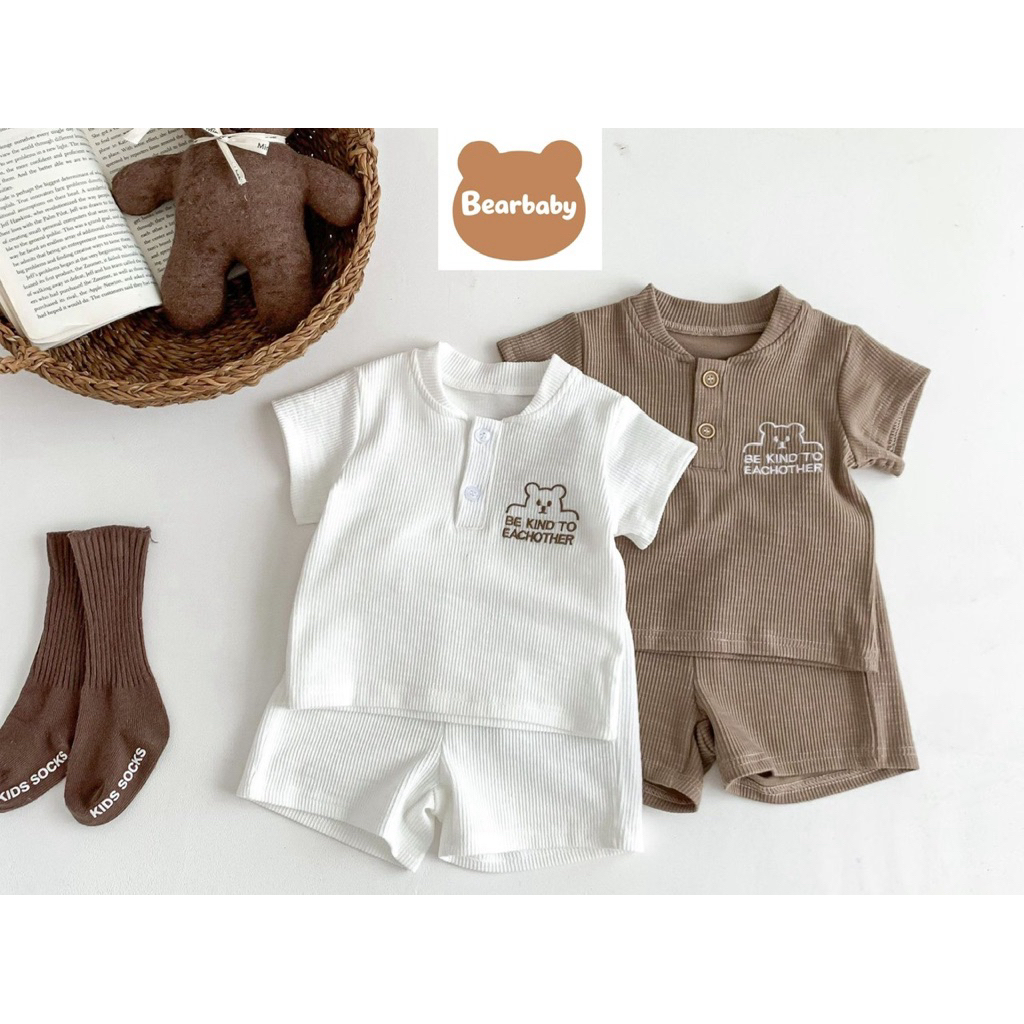 (BEAR BABY) BỘ QUẦN ÁO TRẺ EM CỘC TAY THUN TĂM LẠNH 4C CHO BÉ 5-18kg