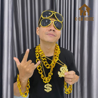 Dây Chuyền Vàng Cở Lớn - Trọn Bộ Phụ Kiện Hóa Trang Hiphop, Dây Chuyền Xích Lớn Màu Vàng Khổng Lồ