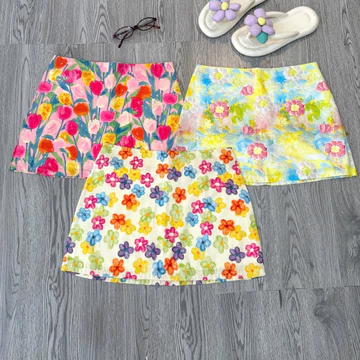 (SẴN XS-XL) CHÂN VÁY HOA - chân váy hoa mùa hè 4d sắc nét form chữ A có lót trong nổi bật đi biển, đi chơi lưng dây kéo