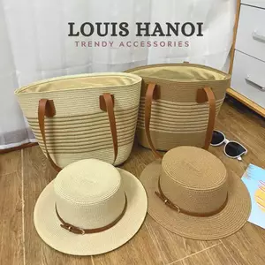 Combo MŨ+TÚI Đi Biển Hot Trend, Túi Cói Vintage Có Khóa Kéo, Sang Chảnh Phong Cách Trẻ Trung T16M01