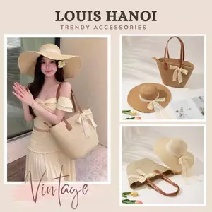 Set Mũ Nón Cói Đi Biển Rộng Vành + Túi Cói Có Khóa Kéo Size To Cao Cấp Sang Xinh Cho Nữ (Nhiều Mẫu)