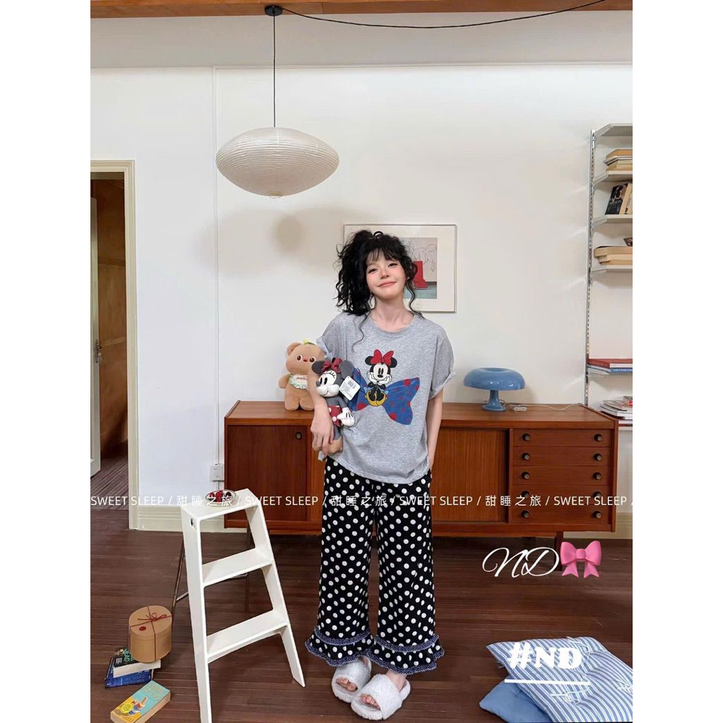 Set bộ cotton Gill áo Mickey + quần chấm bi QCCC