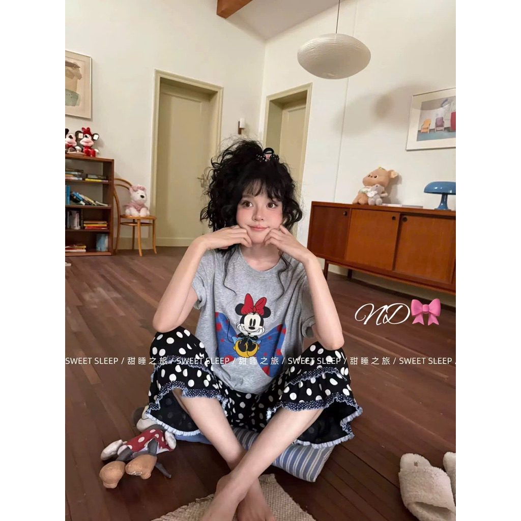 Set bộ cotton Gill áo Mickey + quần chấm bi QCCC