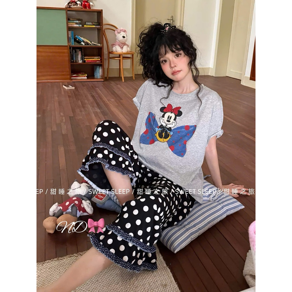 Set bộ cotton Gill áo Mickey + quần chấm bi QCCC