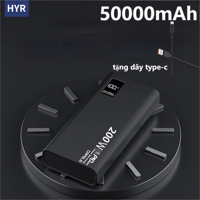 Pin Sạc Dự Phòng 120W Vention 50000mAh,Có Sẵn Dây Cáp Type C Và Light, Hỗ Trợ Nhiều Thiết Bị, Màn Hình Hiển Thị LED