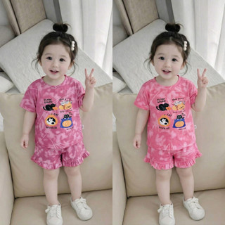 Bộ thun loang in hình cho bé gái - Set quần áo trẻ em nữ cộc tay mùa hè mát mẻ, thấm hút mồ hôi tốt - MH23
