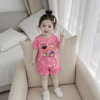 Bộ thun loang in hình cho bé gái - Set quần áo trẻ em nữ cộc tay mùa hè mát mẻ, thấm hút mồ hôi tốt - MH23