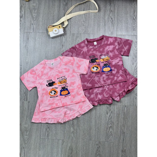 Bộ thun loang in hình cho bé gái - Set quần áo trẻ em nữ cộc tay mùa hè mát mẻ, thấm hút mồ hôi tốt - MH23