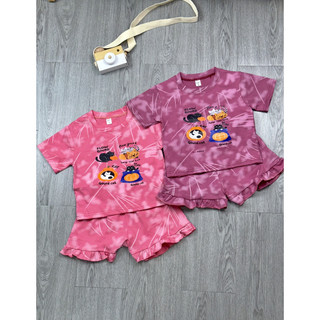 Bộ thun loang in hình cho bé gái - Set quần áo trẻ em nữ cộc tay mùa hè mát mẻ, thấm hút mồ hôi tốt - MH23
