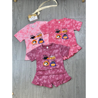 Bộ thun loang in hình cho bé gái - Set quần áo trẻ em nữ cộc tay mùa hè mát mẻ, thấm hút mồ hôi tốt - MH23