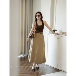 Chân váy kaki nữ dáng xoè A bổ diễu đỉa kiểu HAGOO phong cách công sở cao cấp [CV753]