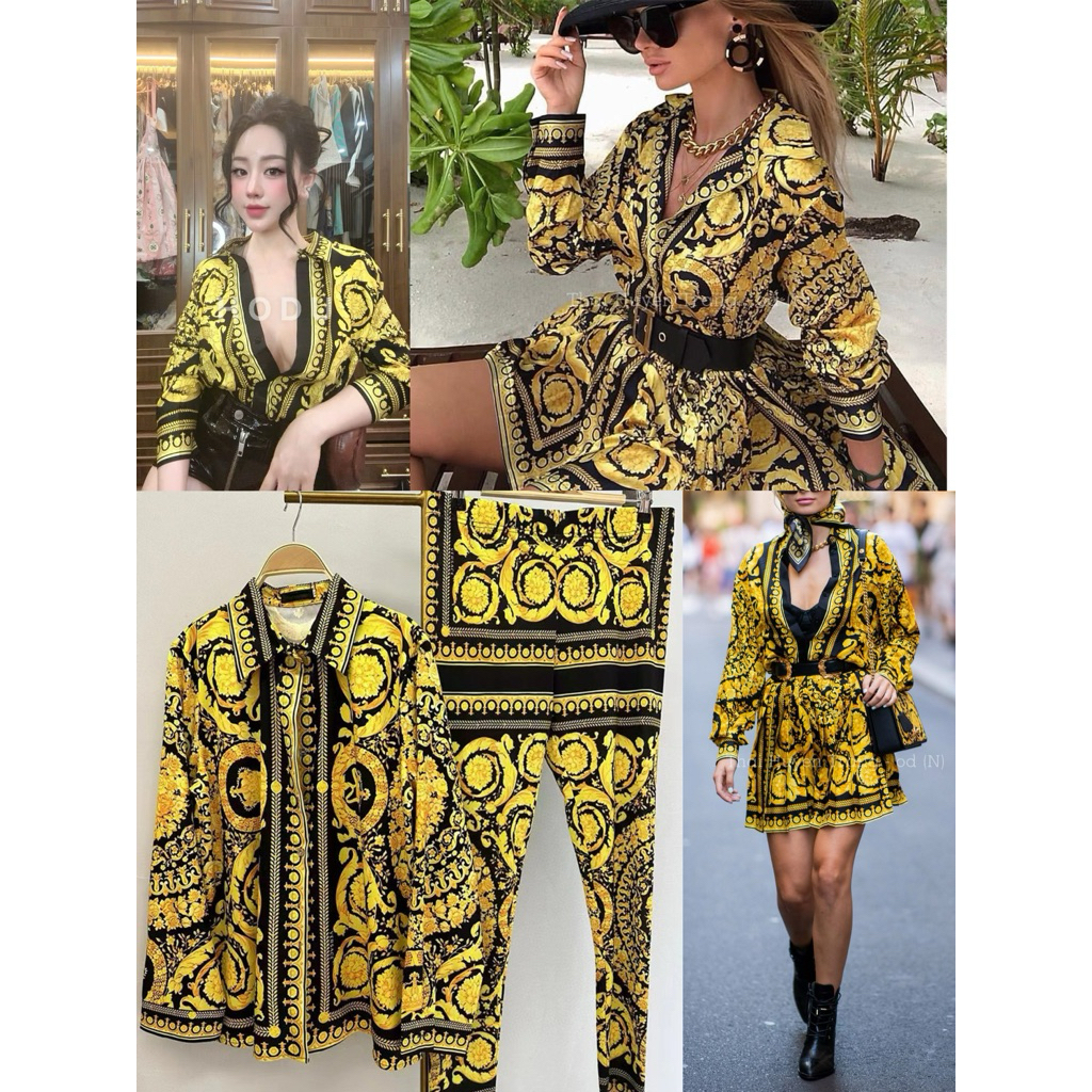 Áo sơ mi nữ hoạ tiết Versace nhiều màu sang chảnh