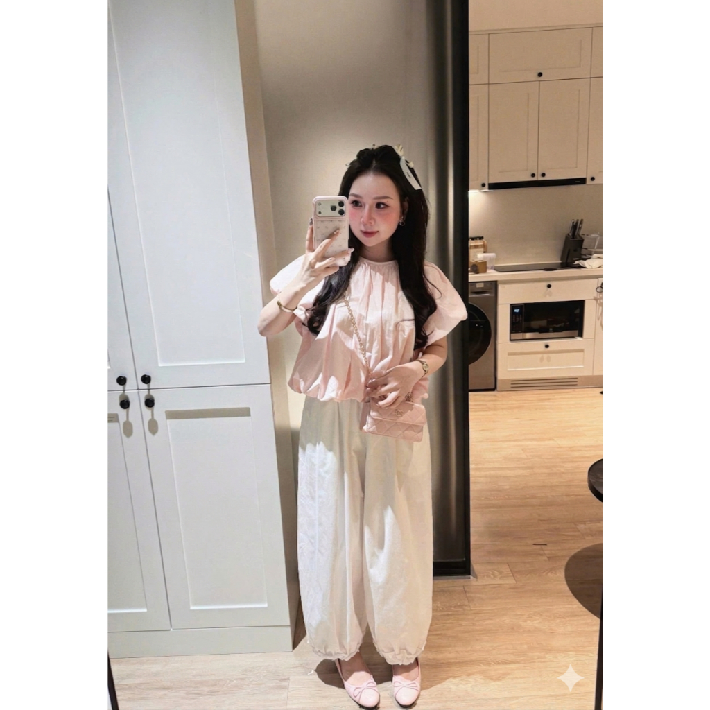 Áo babydoll thô chấm bi nhiều màu dáng ngắn đáng yêu LALA A122