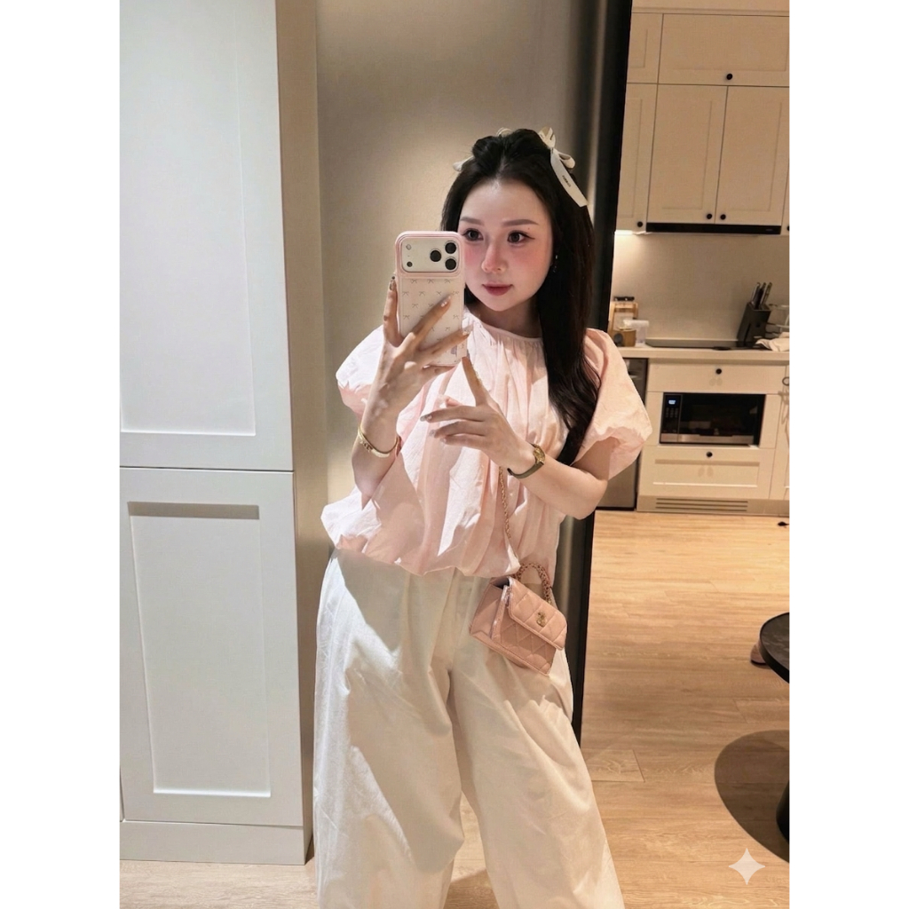 Áo babydoll thô chấm bi nhiều màu dáng ngắn đáng yêu LALA A122