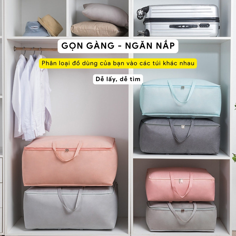 Túi Vải Đựng Đồ Du Lịch Chống Bụi Chống Ẩm Mốc Tốt, Túi Đựng Quần Áo, Chăn Màn Chất Vải Dày Dặn