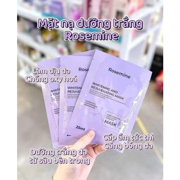 Mặt nạ ROSEMINE WHITENING AND REJUVENATING MASK 25ml trắng da phục hồi hạn dùng 2028-ThyleeCosmetics Cam kết Chính Hãng