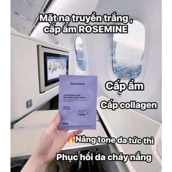 Mặt nạ ROSEMINE WHITENING AND REJUVENATING MASK 25ml trắng da phục hồi hạn dùng 2028-ThyleeCosmetics Cam kết Chính Hãng