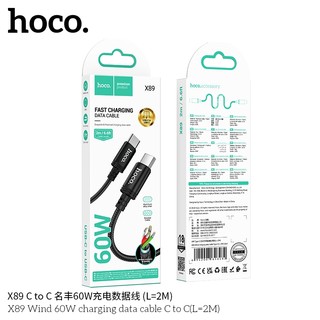 Cáp sạc dây dù siêu bền Hoco X89 cổng TypeC to TypeC, dài 2M (Đen)