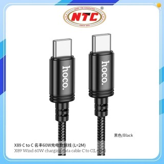 Cáp sạc dây dù siêu bền Hoco X89 cổng TypeC to TypeC, dài 2M (Đen)