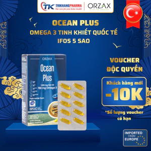 Omega 3 Ocean Plus Tinh Khiết Đậm Đặc ORZAX Nhập Khẩu Châu Âu Giúp Hỗ Trợ Não Bộ, Mắt, Tim Mạch 30 Viên