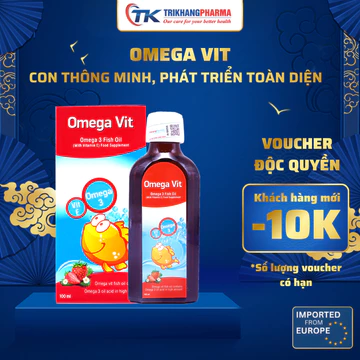 Dầu cá OMEGA VIT - Omega 3 Fish Oil Bổ Sung DHA, EPA Hàm Lượng Cao, Bổ Não, Sáng Mắt Thông Minh Chai 100ml